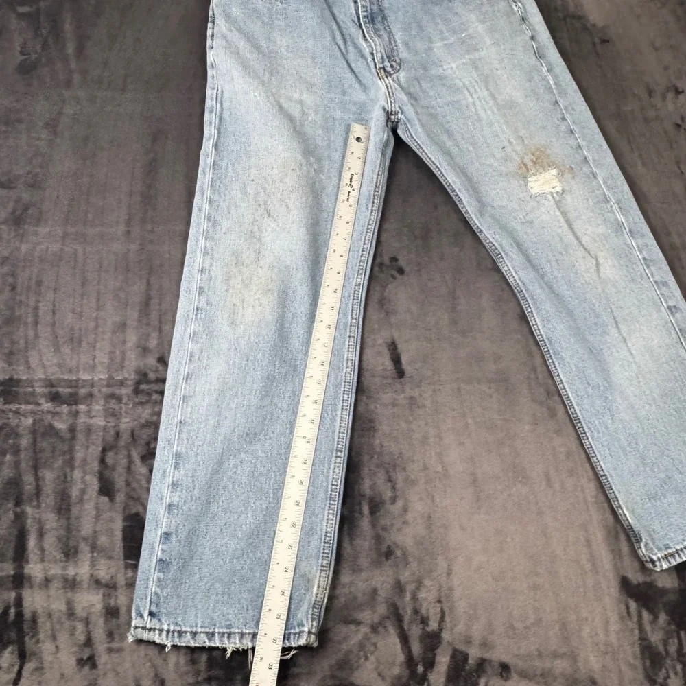 Levi 505 Regular Fit Jeans Mens 38x30 Light Wash Distressed Denim 00505-4891